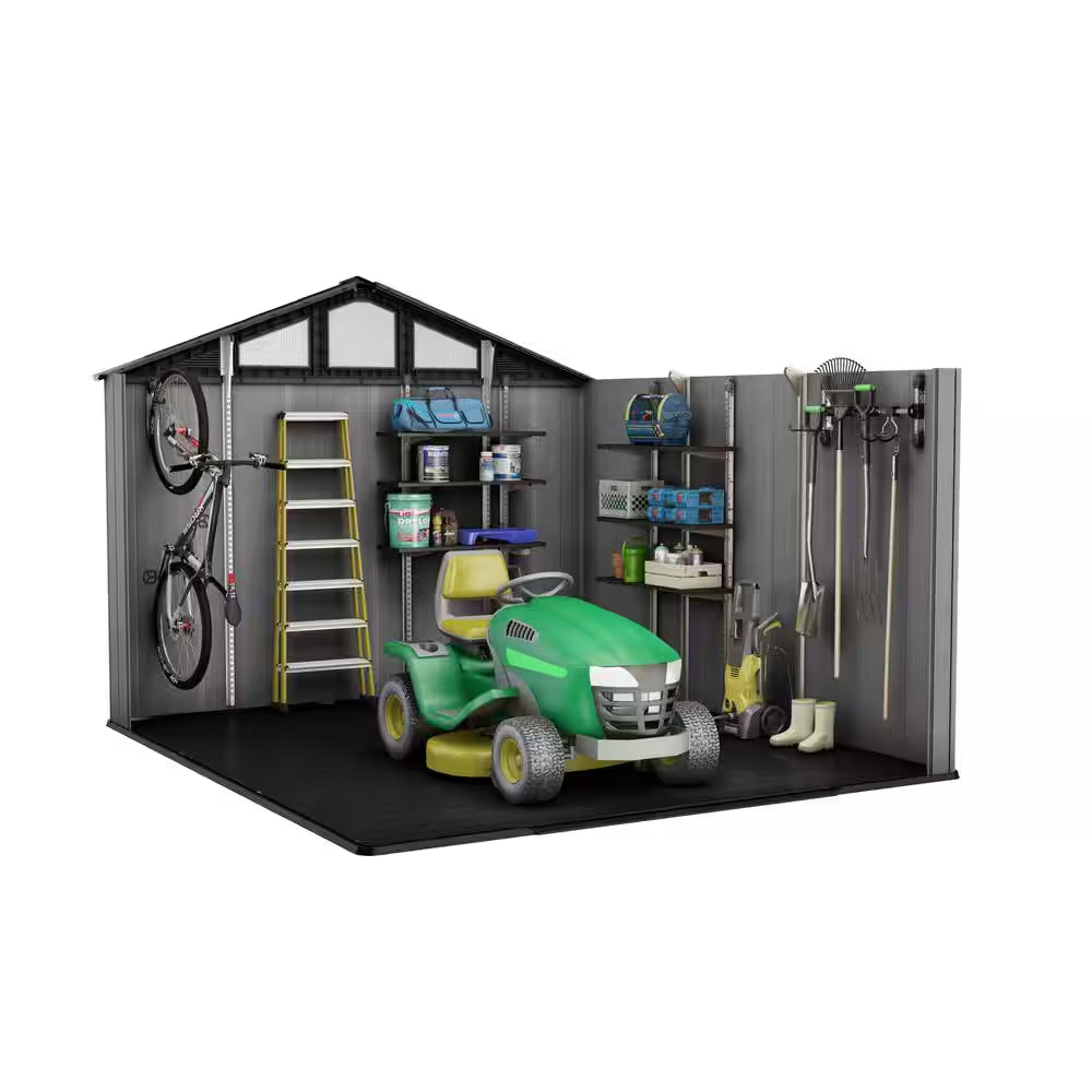 Stronghold 2.0 10 Ft. W X 11.5 Ft. D Durable Resin Plastic Outdoor Storage Shed with Flooring Grey 120 Sq. Ft.