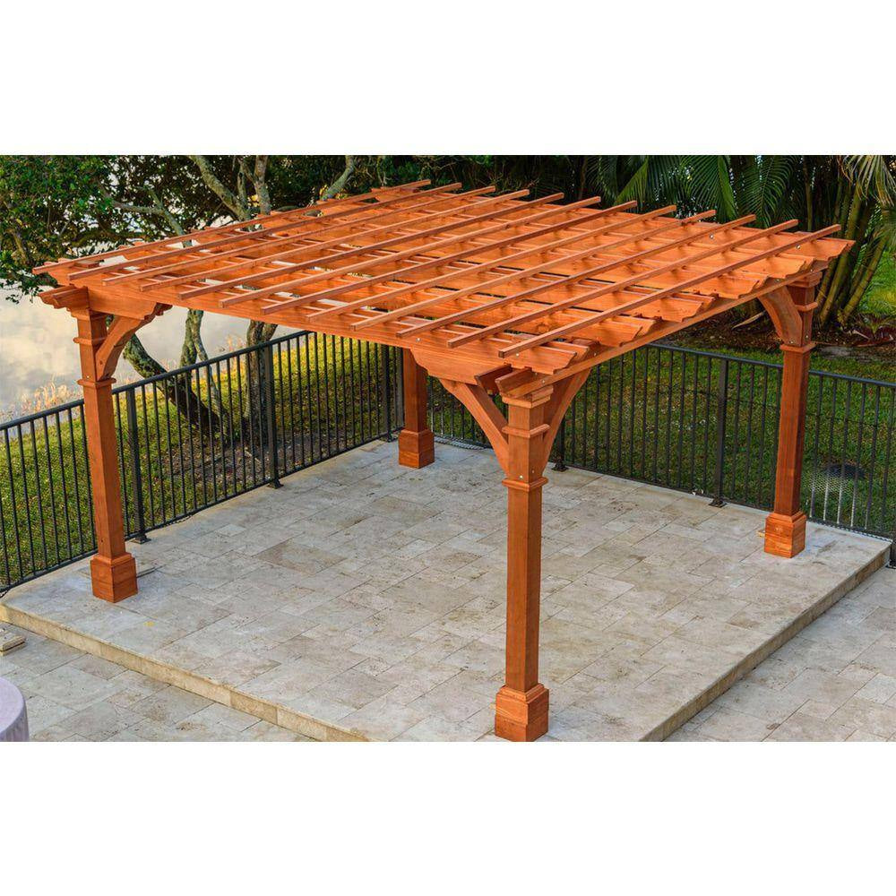 14 Ft. X 14 Ft. Pacific Redwood Double Beam Premium Pergola