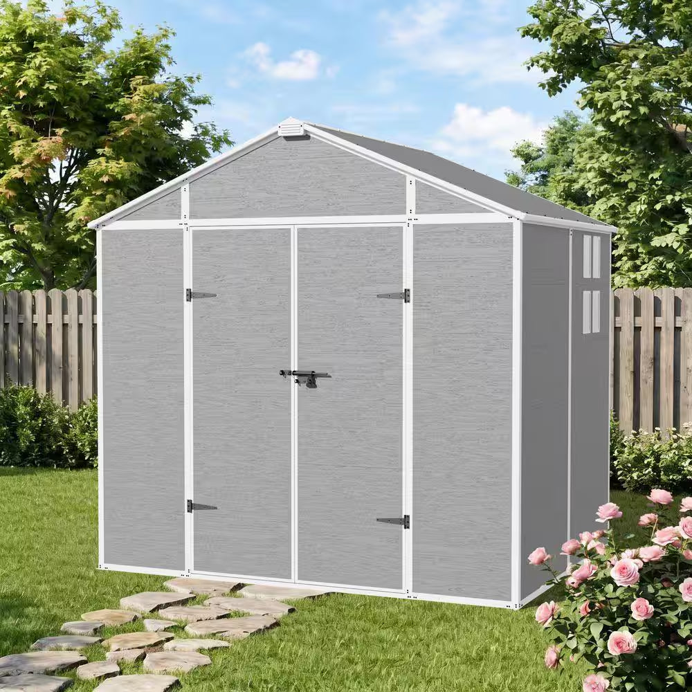 8 Ft. W X 6 Ft. D Plastic Resin Outdoor Storage Shed with Floor (48 Sq. Ft. )