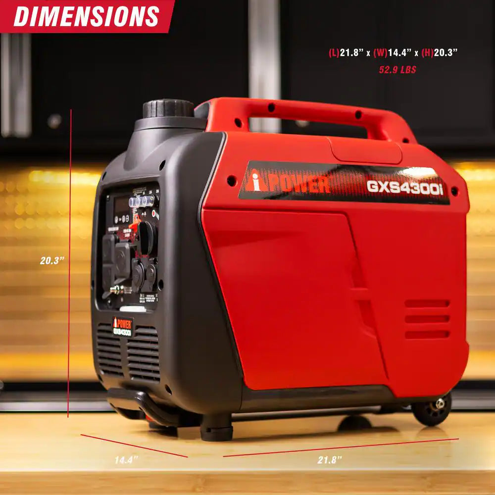 4300-Watt Recoil Start Gasoline Powered Light-Weight Inverter Generator with 149Cc OHV Engine and CO Sensor Shutdown