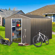 8 Ft.W X 10 Ft.D Outdoor Metal Storage Shed, Tool House with Metal Foundation for Patio, Yard, Lawn, Gray (77 Sq. Ft.)