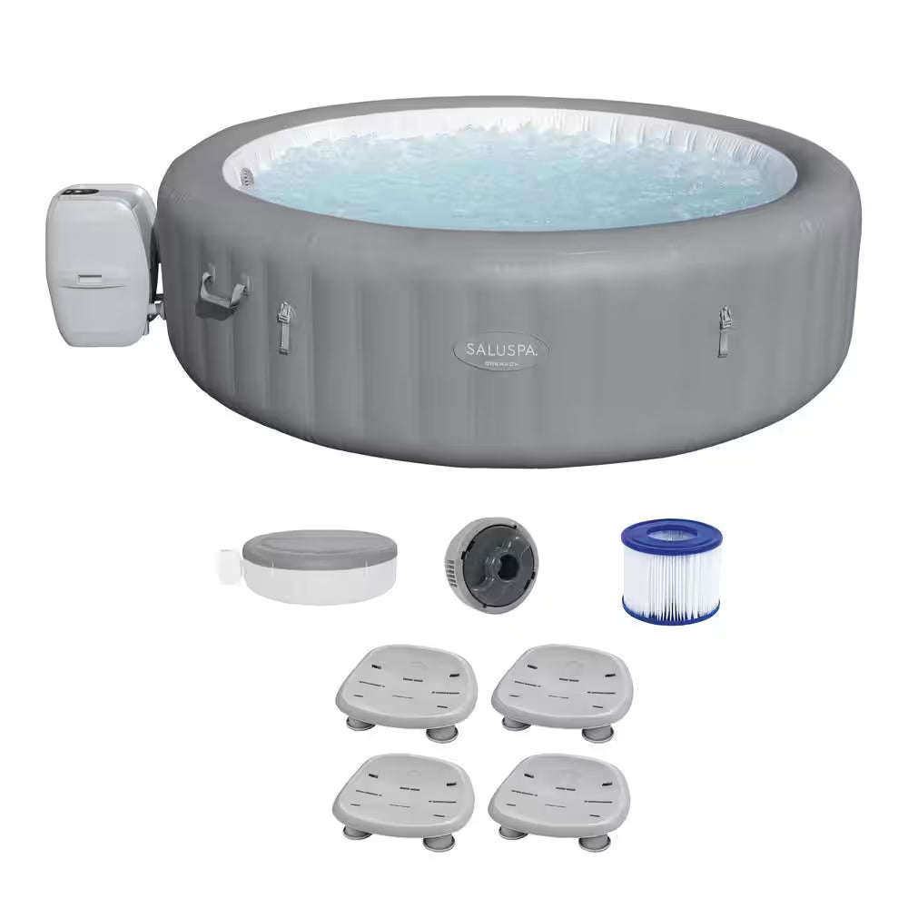 Grenada 8-Person 190-Jet round Inflatable Hot Tub with Pool and Spa Seat (8-Pack)