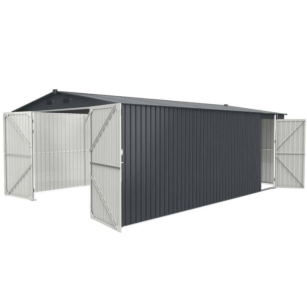20 Ft.W X 13 Ft.D Outdoor Metal Storage Shed, Utility Tool House with 2 Doors, 4 Vents for Car,Truck, Gray (252 Sq. Ft.)