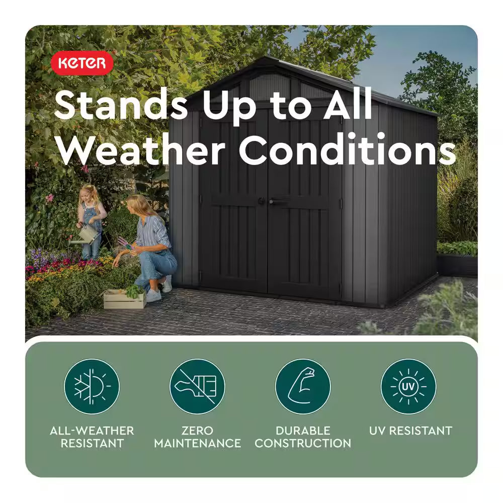 Stronghold 2.0 8 Ft. W X 8 Ft. D Resin Plastic Outdoor Storage Shed with Floor (64 Sq. Ft.) in Grey