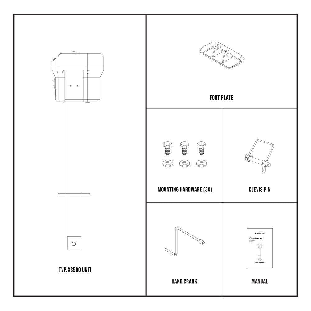 3,500 Lb. Electric Trailer Jack with Integrated Tongue Weight Scale, Manual Crank Backup, and 26 In. Maximum Lift Height