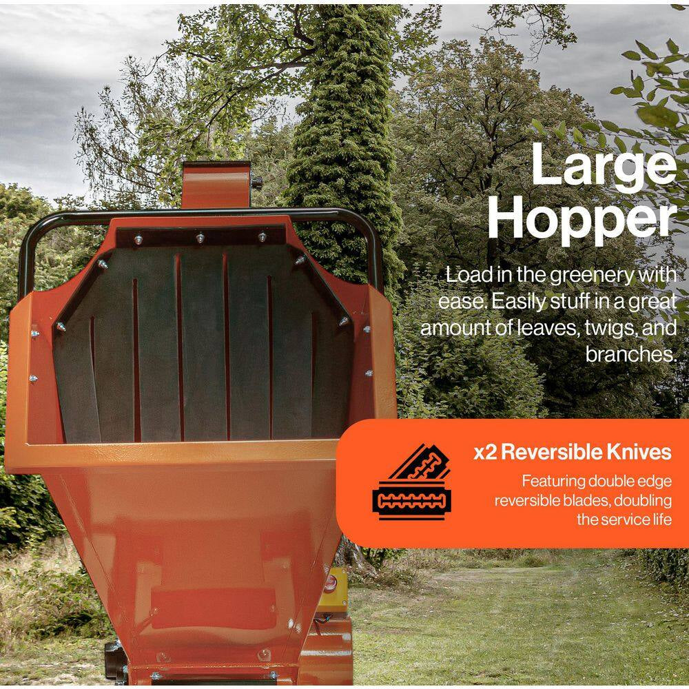 Towable Wood Chipper Shredder – 5 In. Capacity, 15 HP 420Cc Gas Engine, Heavy-Duty Build for Forestry & Landscaping