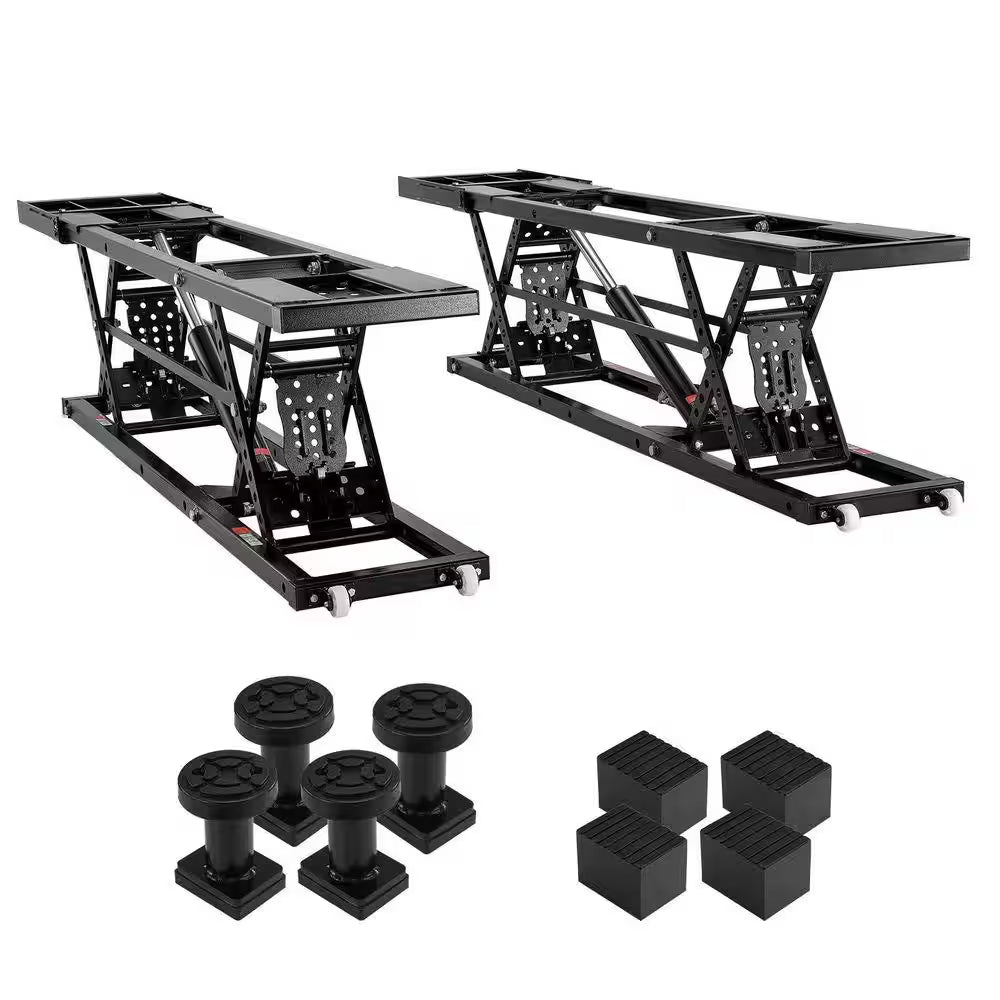 Car Lift, 25. 6 In. Max. Height, 5,000Lbs. Capacity Portable Car Lift, Extended-Length Plates, Heavy-Duty Carbon Steel