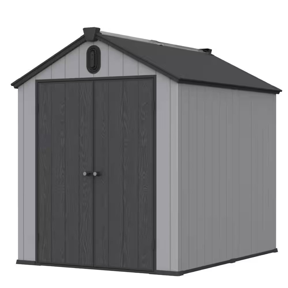 6 Ft. W X 8 Ft. D Outdoor Plastic Storage Shed with Double-Door, Plastic Floor for Backyard Garden (48 Sq. Ft.)