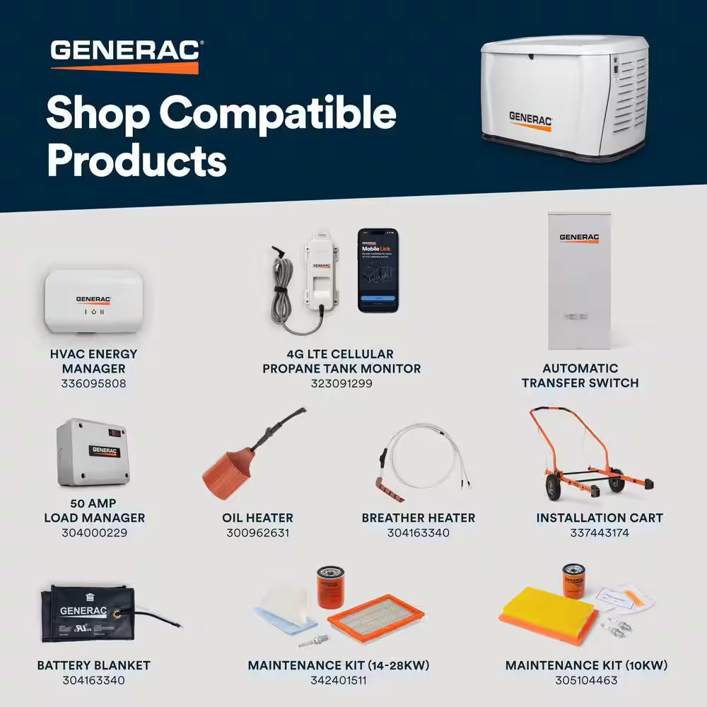 24Kw Air-Cooled Auto Start on Natural Gas or Propane Whole House Generator with Smart Mobile Monitoring