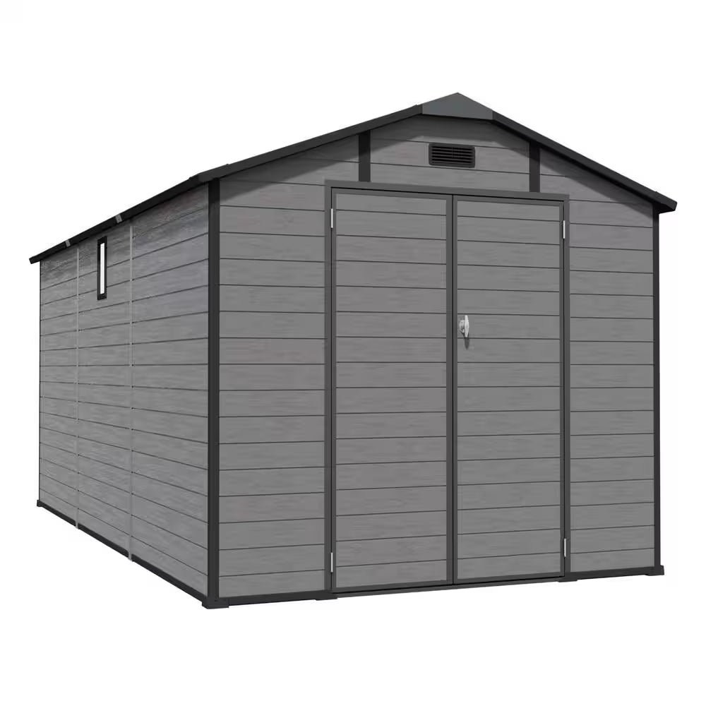 14 Ft. W X 8 Ft. D Plastic Outdoor Storage Shed - Lockable Resin Tool Shed with Window and Floor (112 Sq. Ft. )