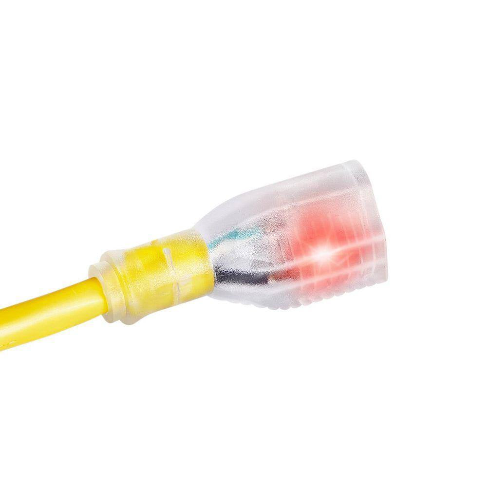 100 Ft. Heavy Duty Extension Cord 12AWG 15 Amp 125-Volts 1875W Generator Extension Cord with Lighted End Flexible