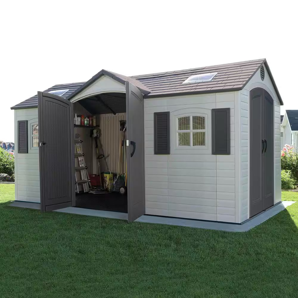 15 Ft. X 8 Ft. Resin Double Door, Dual Entry Storage Shed (109 Sq. Ft.)