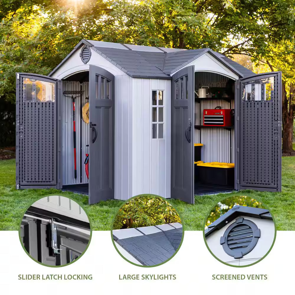 10 Ft. W X 8 Ft. D Resin Dual Entry Outdoor Storage Shed (80 Sq. Ft.)