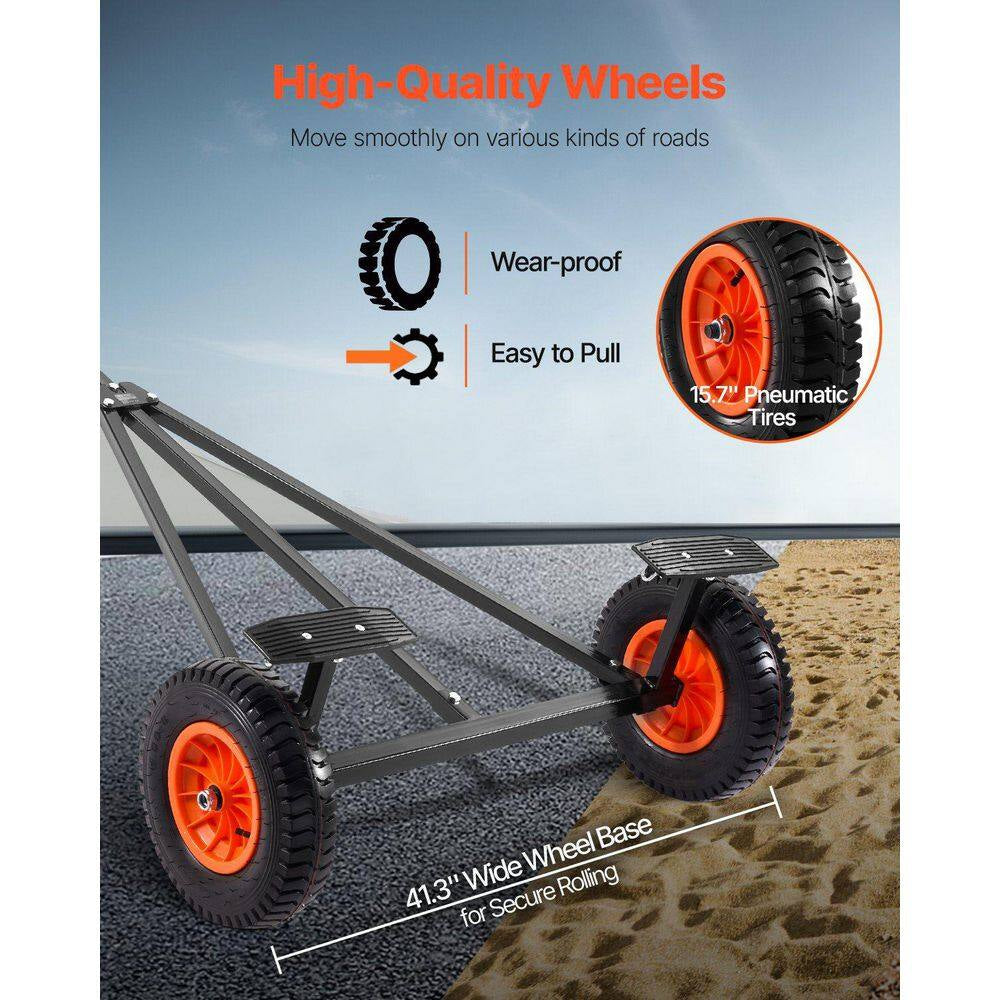 420Lbs Boat Trailer Dolly Mover Adjustable Length with 15.7 In. Pneumatic Tires