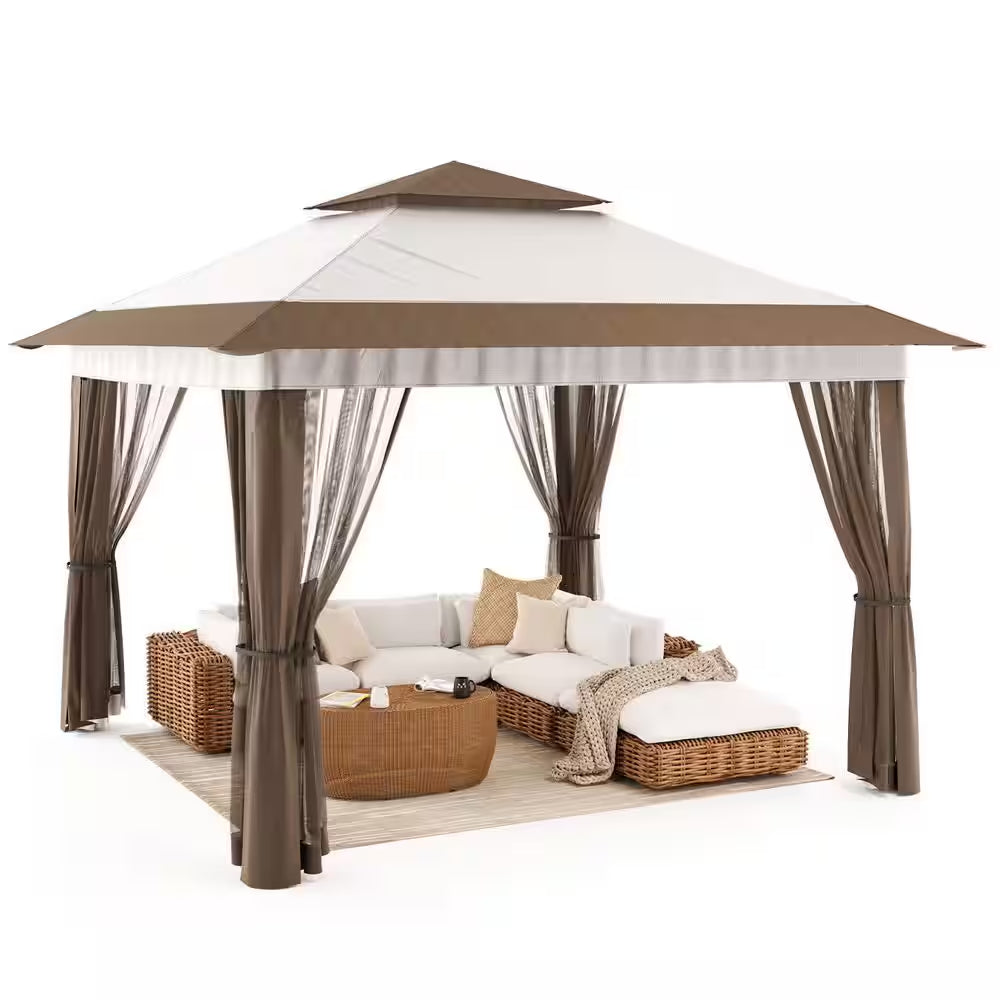11 Ft. X 11 Ft. (121 Sq. Ft.) Instant Pop up Gazebo Tent with Mosquito Netting, Yellow