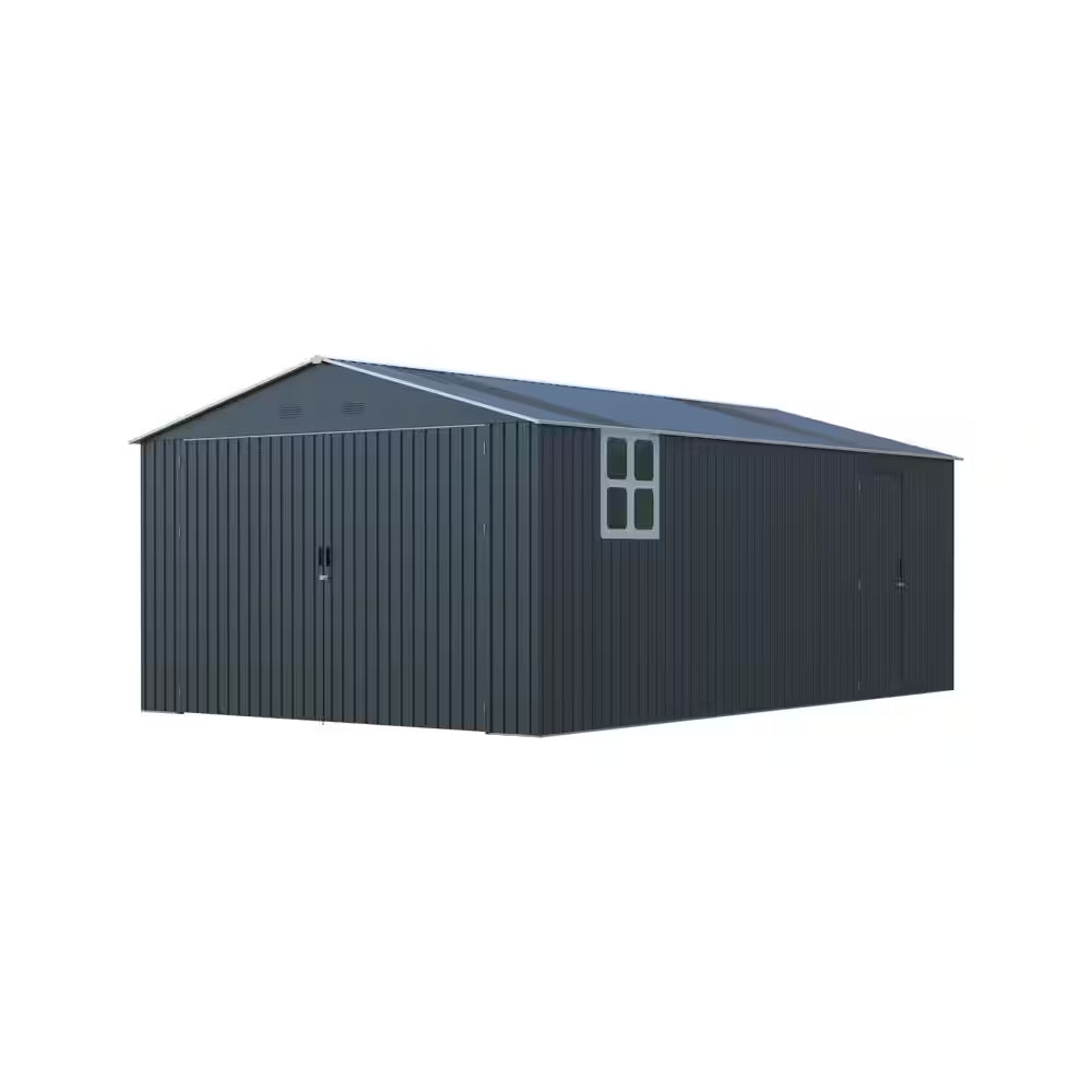 Vera 13 Ft. W X 20 Ft. D Dark Gray Metal Large Outdoor Storage Shed Garage Shed with Windows, Air Vents (238.59 Sq. Ft.)