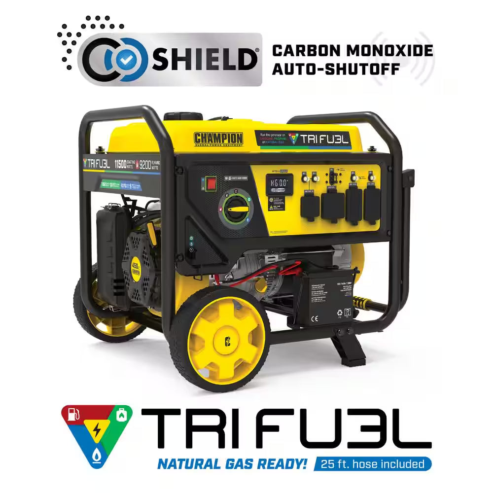 11,500/9200-Watt Electric Start Gas Portable Generator with Free 3-Year Warranty for Home Backup and Storm Prep