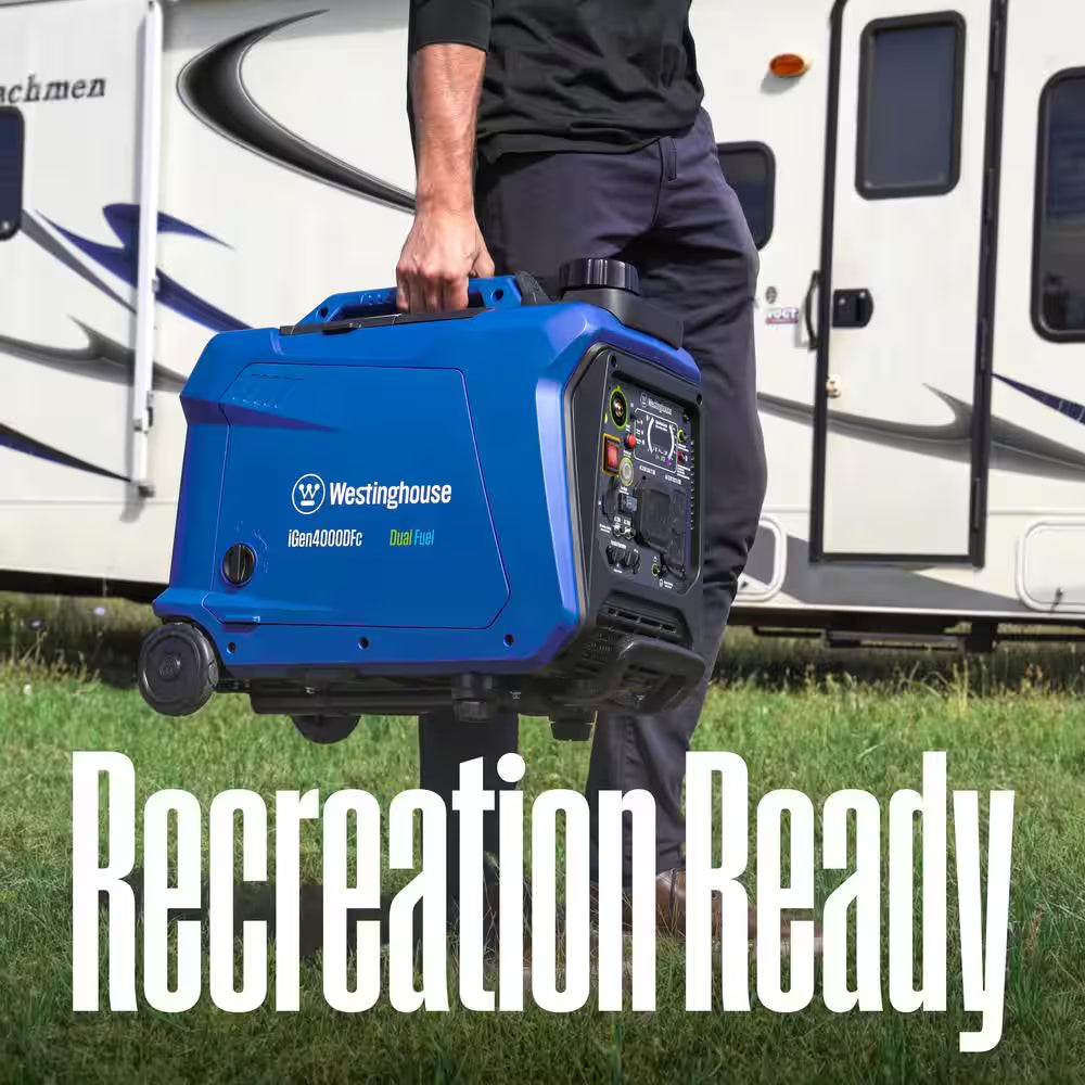 4,000-Watt Gas and Propane Powered Portable Inverter Generator with Remote Electric Start, LED Data Center