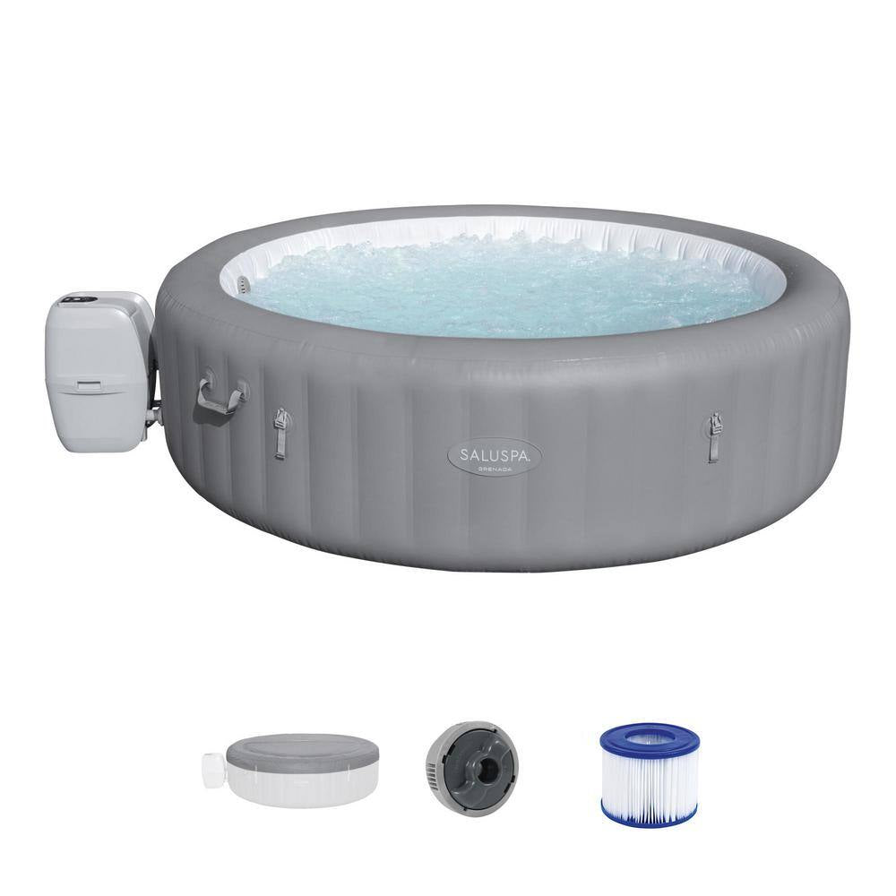 Grenada 8-Person 190-Jet round Inflatable Hot Tub with Pool and Spa Seat (8-Pack)