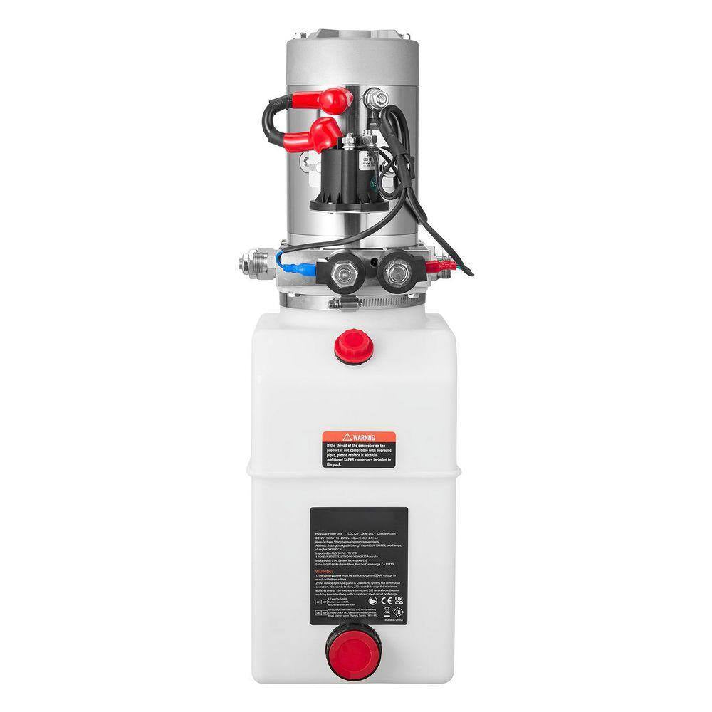 6 Qt. Hydraulic Power Unit, Double Acting Dump Trailer Pump, 3200 PSI Max Relief Pressure and 0.91 GPM Flow Rate, DC 12V