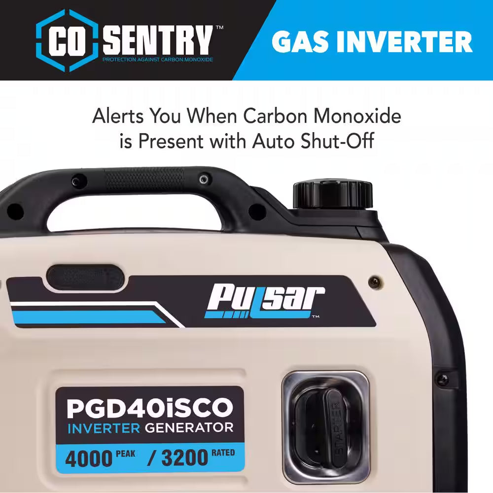 4,000-Watt Super Quiet Gasoline Powered Inverter Generator with Recoil Start and CO Alert