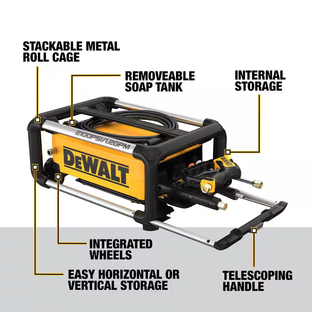 2100 PSI 1.2 GPM 13 Amp Cold Water Electric Pressure Washer with Internal Equipment Storage W/15 In. Surface Cleaner