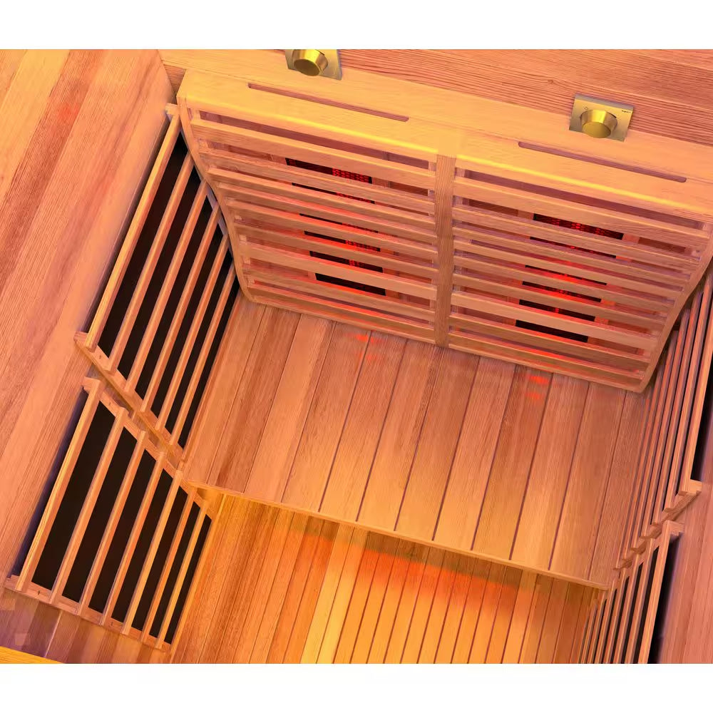2-Person Outdoor Red Cedar and Hemlock Wet/Dry Sauna with FIR Infrared, Star Night Color Lights and Touch Pad Controller