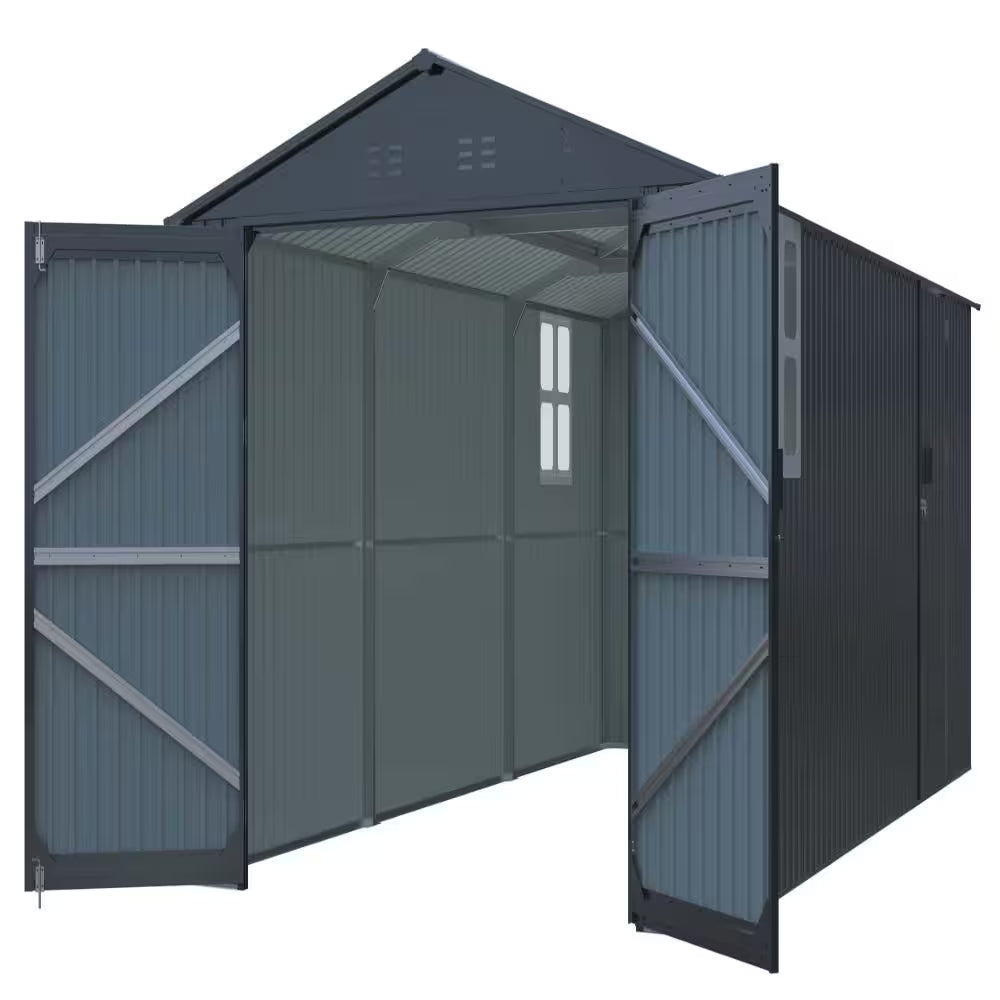 Outdoor Storage Shed 20X10 FT, Metal Garden Shed Backyard Utility Tool House Building with Window 2 Doors and 4 Vents Fo