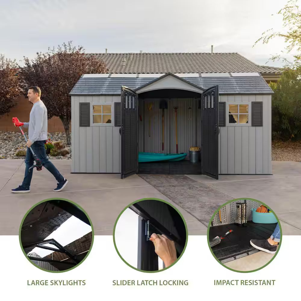 15 Ft. W X 8 Ft. D Resin Outdoor Storage Shed with Double Door (120 Sq. Ft.)