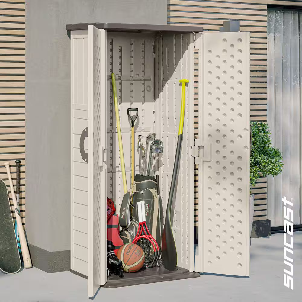 2 Ft. 8.25 In. W X 2 Ft. 1.5 in D X 6 Ft. H Plastic Resin Outdoor Storage Cabinet Shed in Vanilla (Beige)