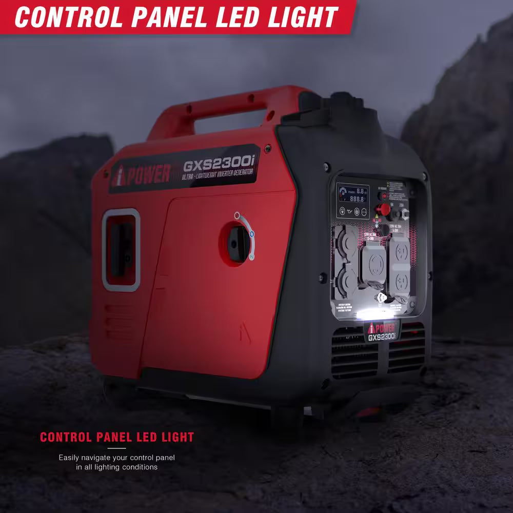 2300-Watt Recoil Start Gasoline Powered Ultra-Weight Inverter Generator with 80Cc OHV Engine and CO Sensor Shutdown