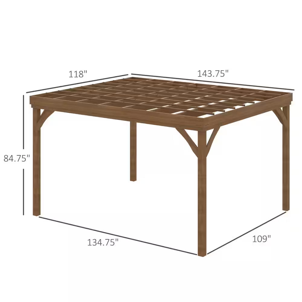 10 Ft. X 12 Ft. Outdoor Pergola, Wood Gazebo Grape Trellis with Stable Structure and Concrete Anchors, Deck