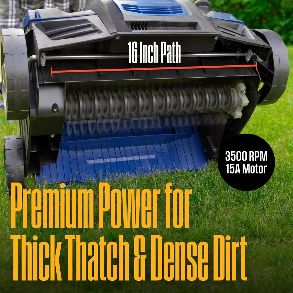 16 In. 15 Amp Corded Electric Dethatcher and Aerator with 14.5 Gal. Collection Bag