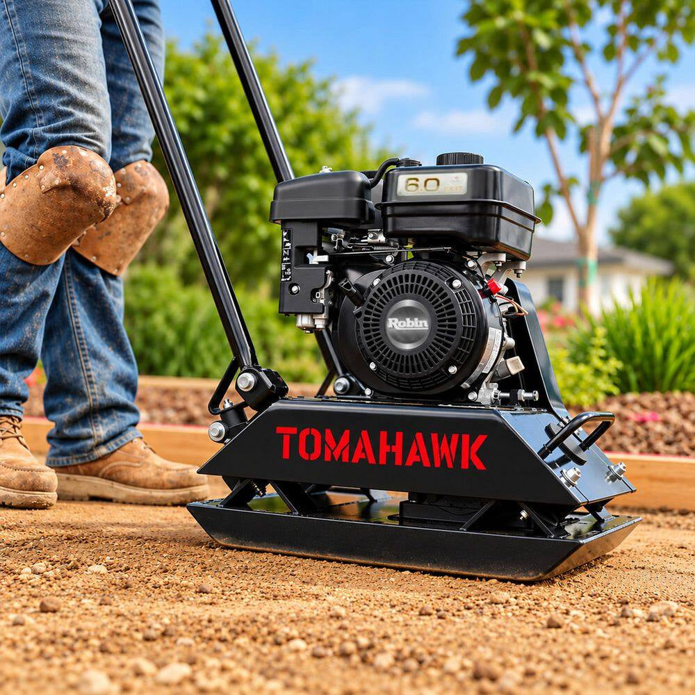6 HP 3000 Lbs. 21 In. X 17 In. Gas Powered Vibratory Plate Compactor Tamper for Gravel Soil Compaction, 3 Year Warranty