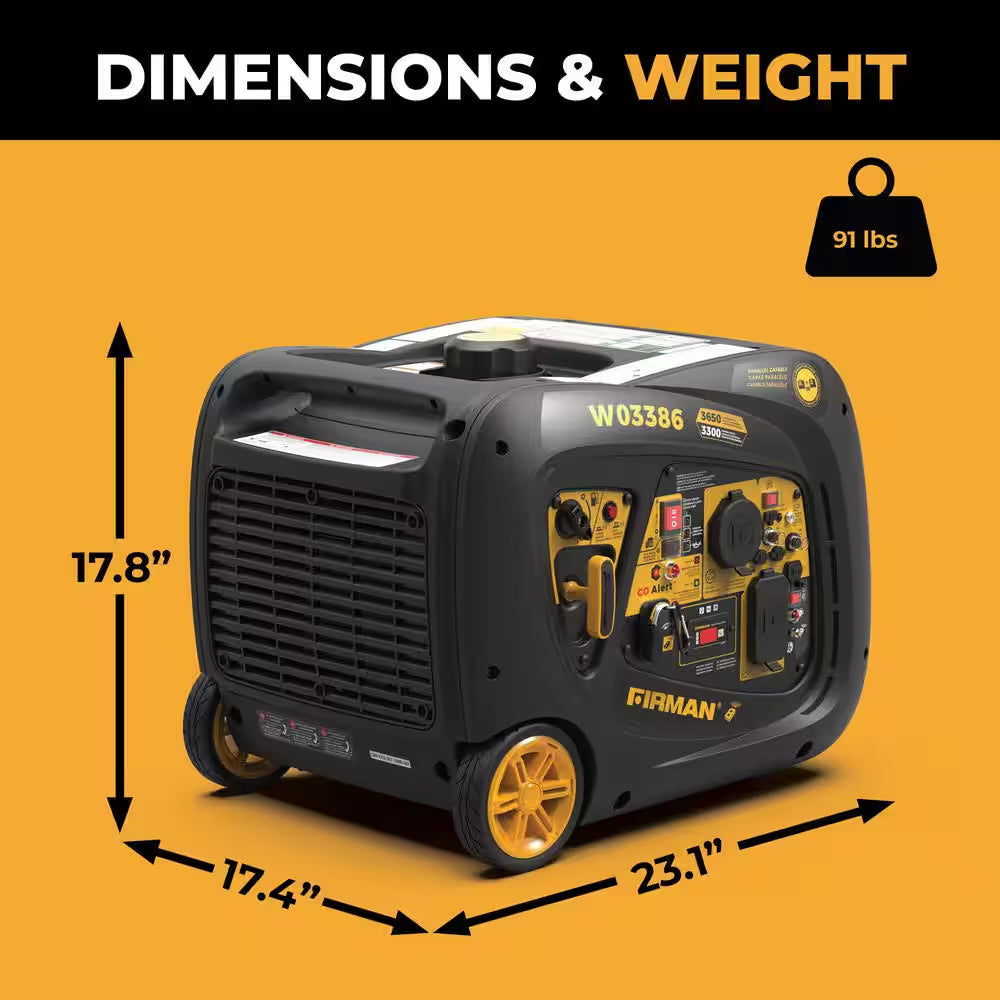 3650-Watt,3300-Watt Remote Electric Start Gas Powered Inverter Generator With, RV Ready Outlet and CO Alert Technology