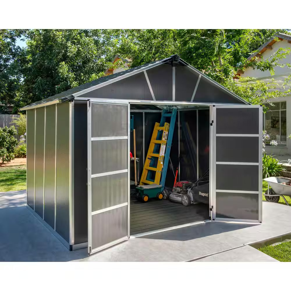 Yukon 11 Ft. W X 21 Ft. D Resin Plastic Outdoor Garden Storage Shed with Floor (229.8 Sq. Ft.) in Dark Gray