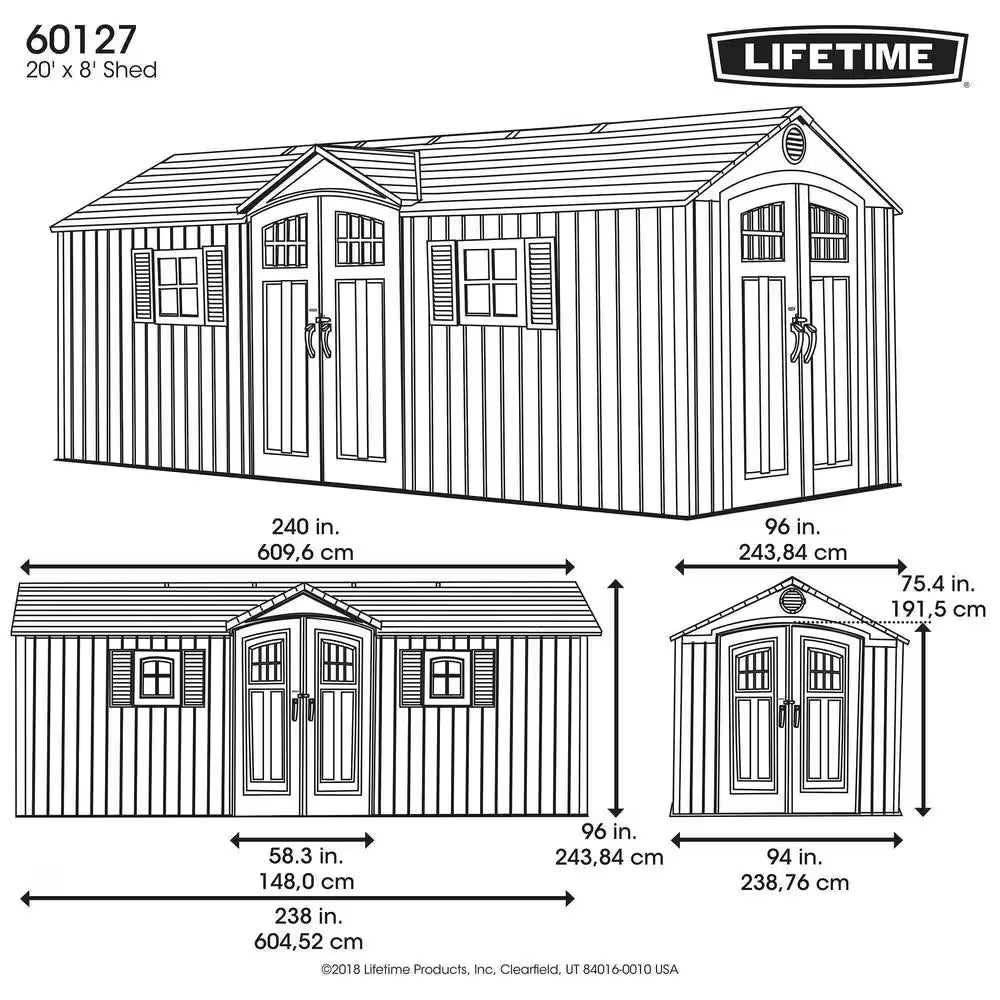 20 Ft. X 8 Ft. Resin Garden Building Shed