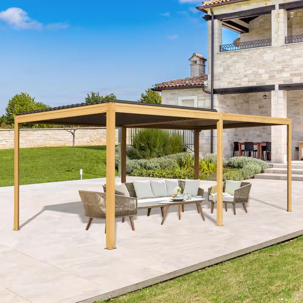 10 Ft. X 20 Ft. Outdoor Aluminum Pergola with Louvered Roof