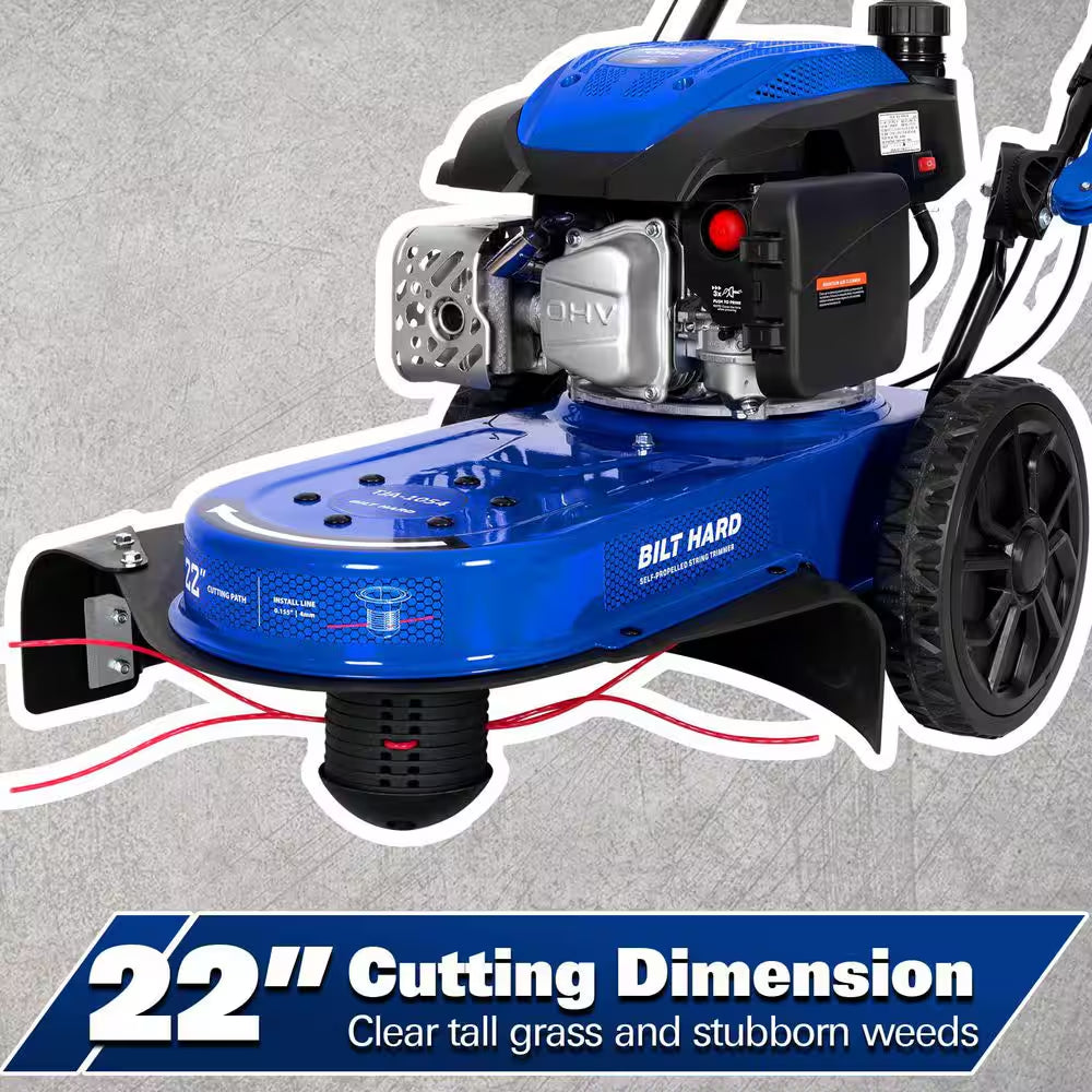 22 In. 170Cc OHV Engine Self-Propelled Gas Recoil Start Walk behind String Trimmer Mower with 10 In. Wheels