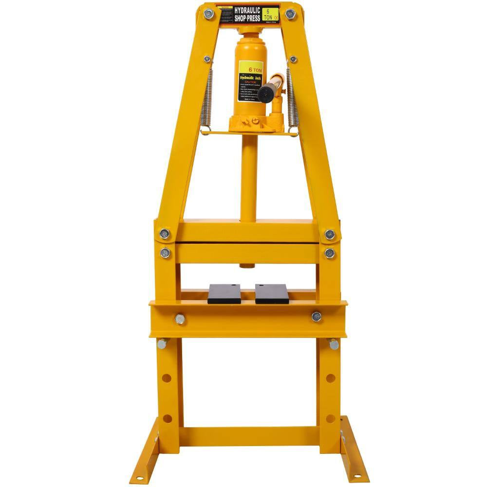 6-Ton Hydraulic Shop Press with Plates, Heavy-Duty A-Frame Garage Floor Press, Yellow