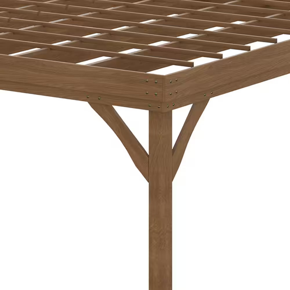 10 Ft. X 12 Ft. Outdoor Pergola, Wood Gazebo Grape Trellis with Stable Structure and Concrete Anchors, Deck
