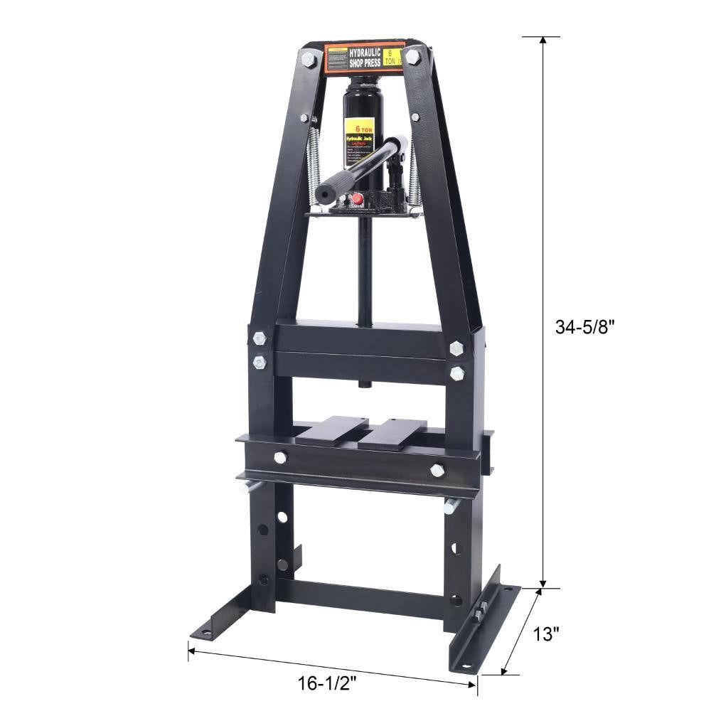 6-Ton Hydraulic Shop Press with Plates, Heavy-Duty A-Frame Garage Floor Press, Black