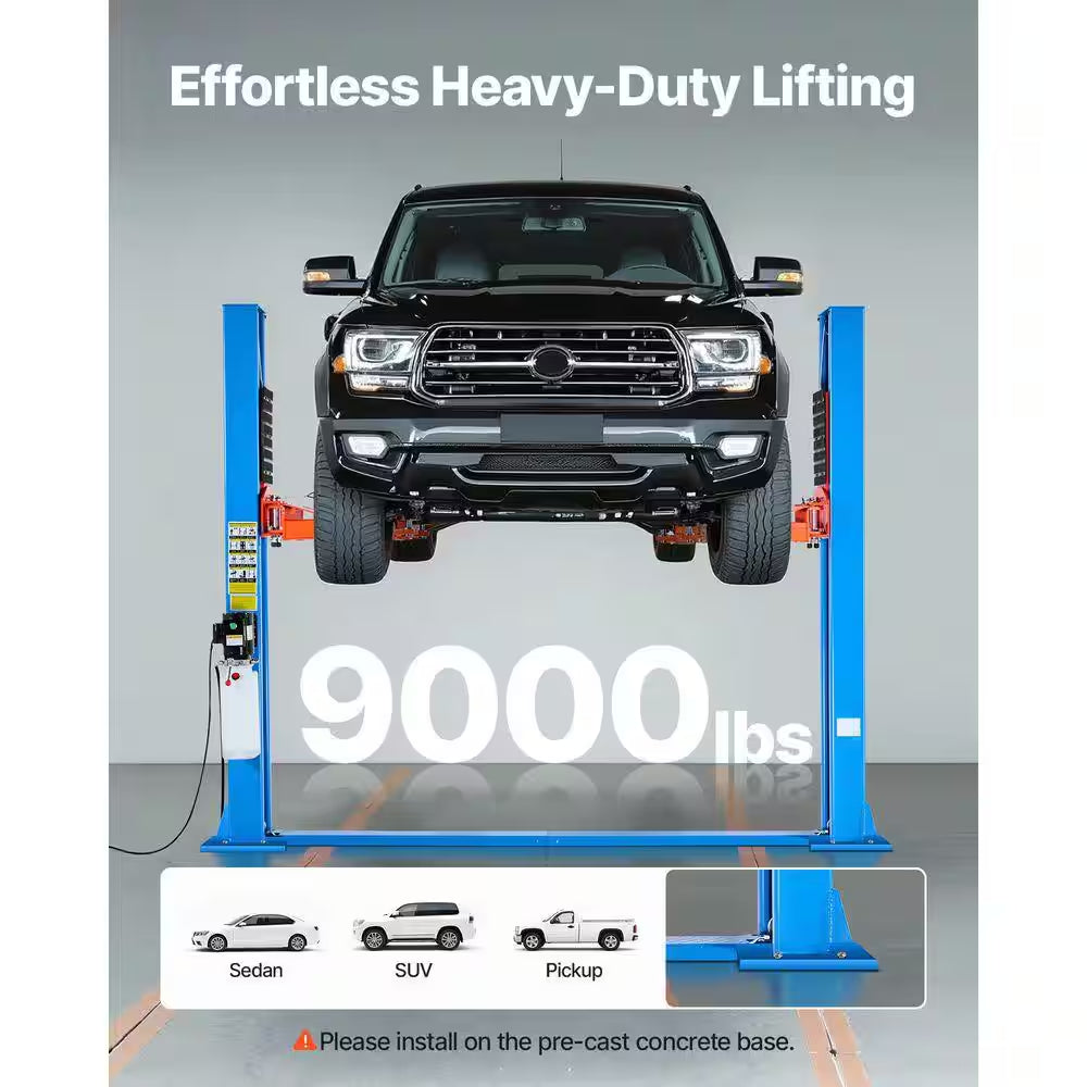 Symmetric 2 Post Car Lift 9000 Lb. Capacity, 220V 2.95 HP Motor, Hoist for Sedan/Suv, 74. 8In. Height, Garage/Shop, Blue