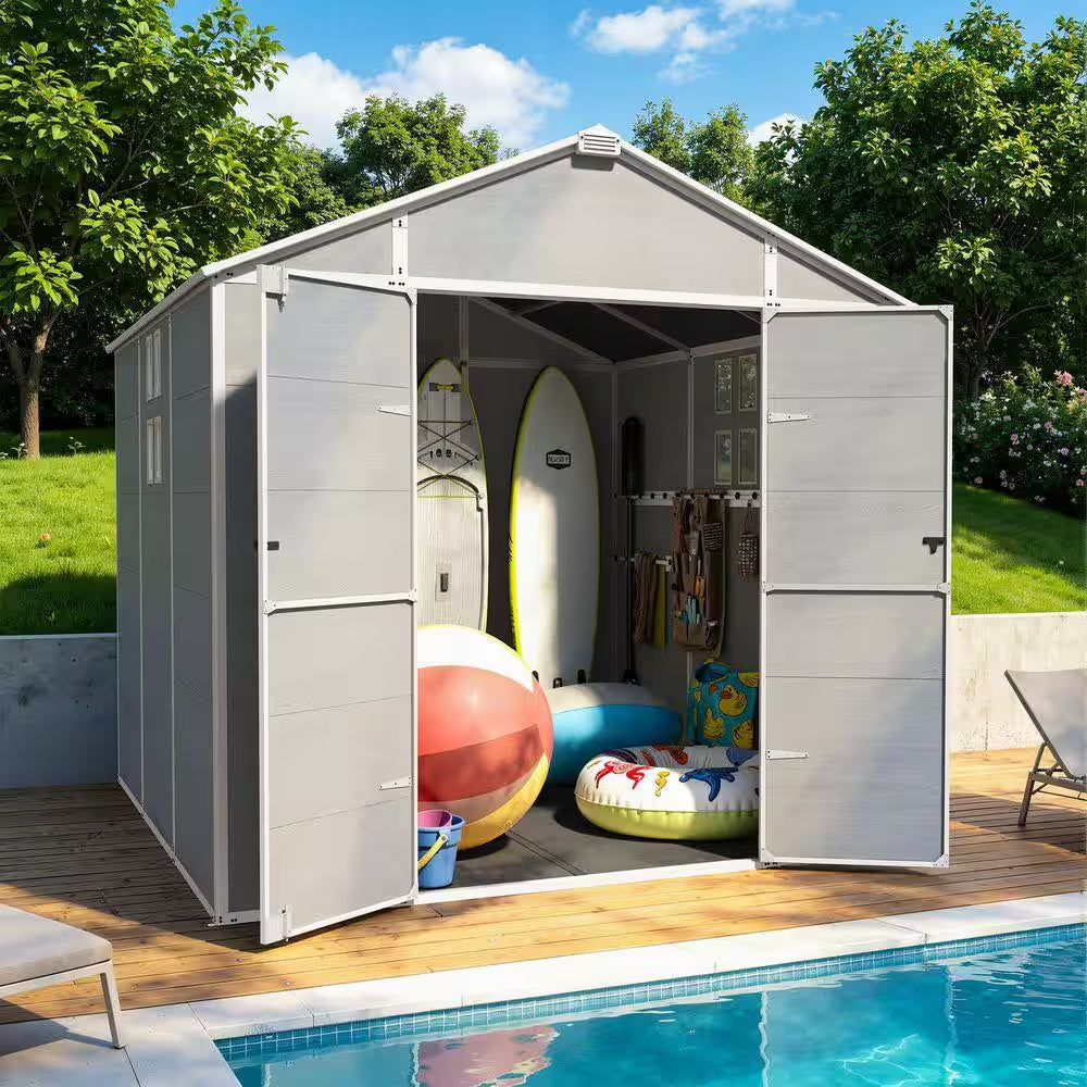 8 Ft. W X 8 Ft. D Outdoor Resin Garden Tool Storage Shed for Backyard (64 Sq. Ft.)