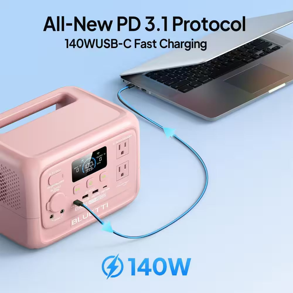 600W Continuous/1500W Peak Output 288Wh Portable Power Station, Push Button Start Battery Solar Generator for Campsite