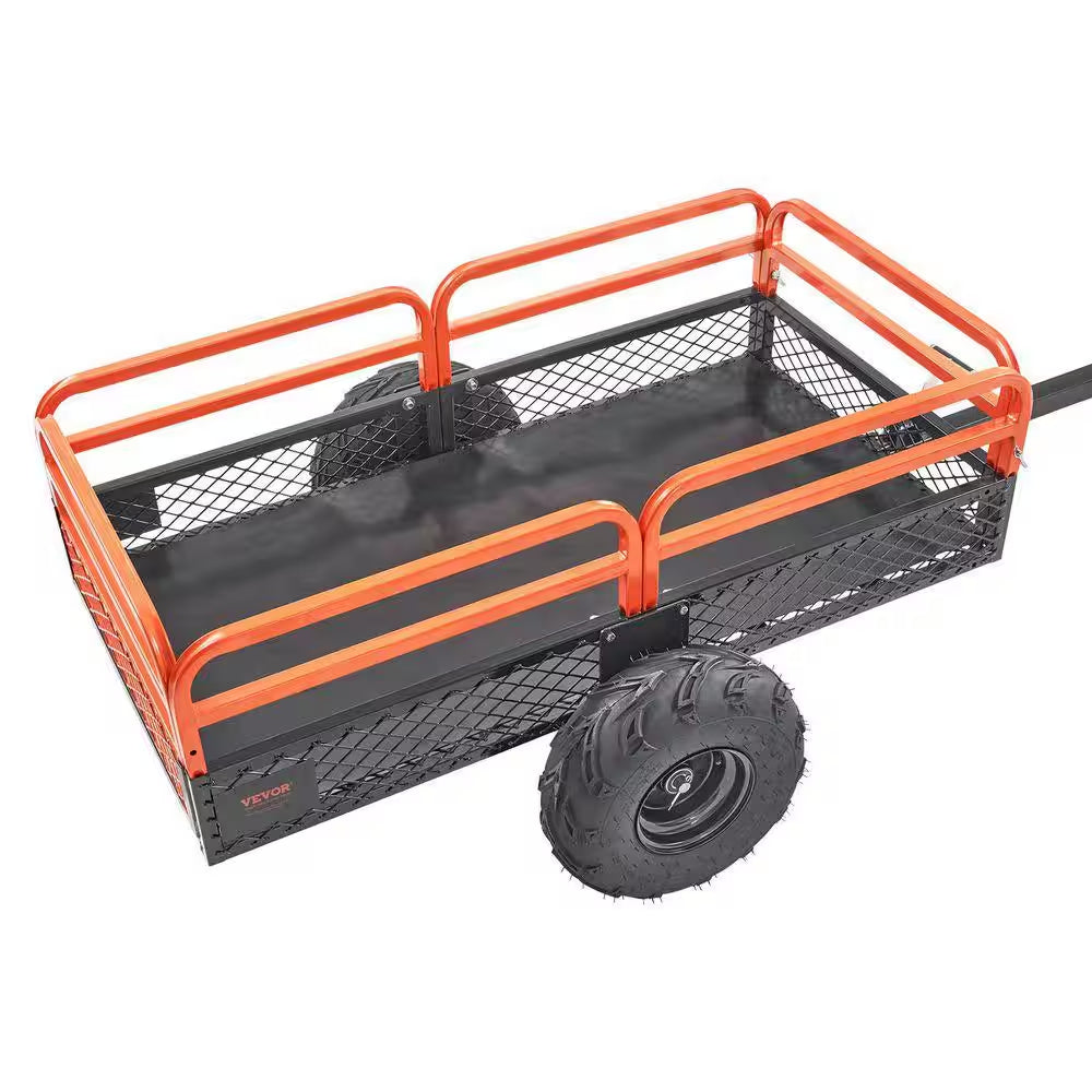 1500 Lbs. 15 Cu. Ft. Steel Havy-Duty ATV Trailer Dump Cart, Garden Cart Garden Utility Trailer with Removable Sides