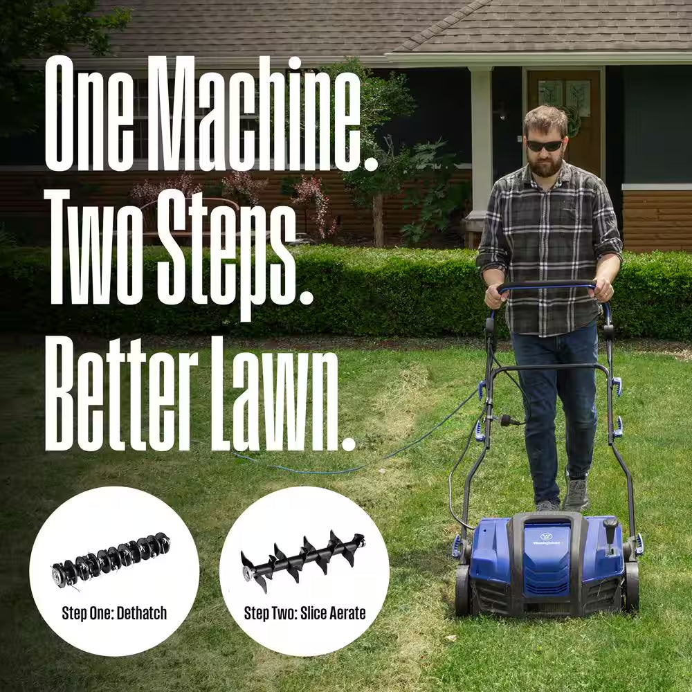 16 In. 15 Amp Corded Electric Dethatcher and Aerator with 14.5 Gal. Collection Bag