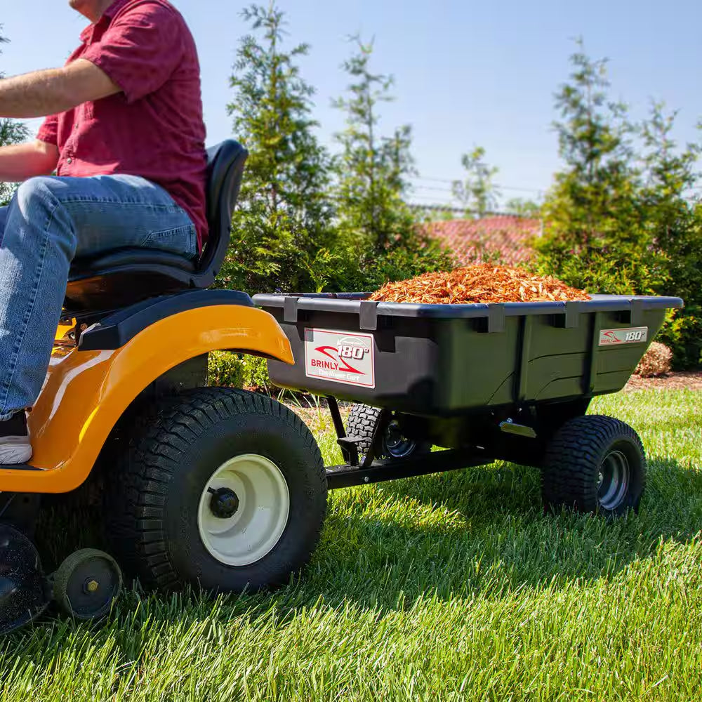 The Roger 180° Full Dump Cart with Durable Compression-Molded Poly Bed for Lawn Tractors and ZTR Mowers