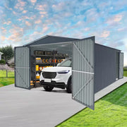 20X13 FT. Black Metal Outdoor Storage Shed Utility Tool House with 2 Doors and 4 Vents