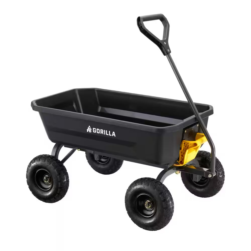 7 Cu. Ft. Heavy Duty Plastic Dump Garden Cart, 1200 Lbs. Capacity, Pull/Tow Handle Design